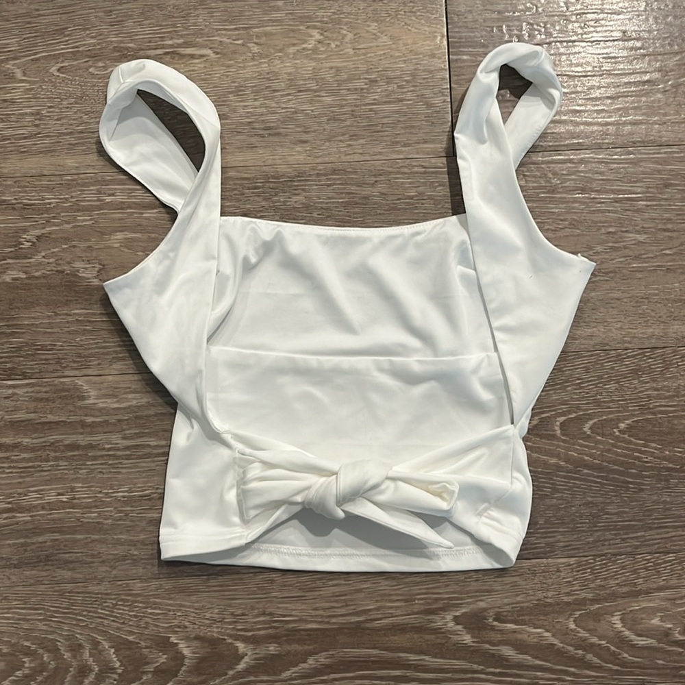 Princess Polly White Tie Back Tank Top